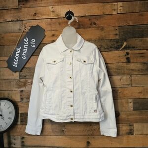 Tommy Hilfiger Women's White Jean Jacket W/Classic Denim Style Size L